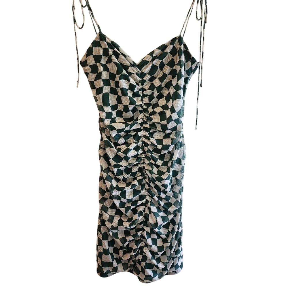 Bailey Rose Retro Checkered Ruched Mini Dress Size Medium